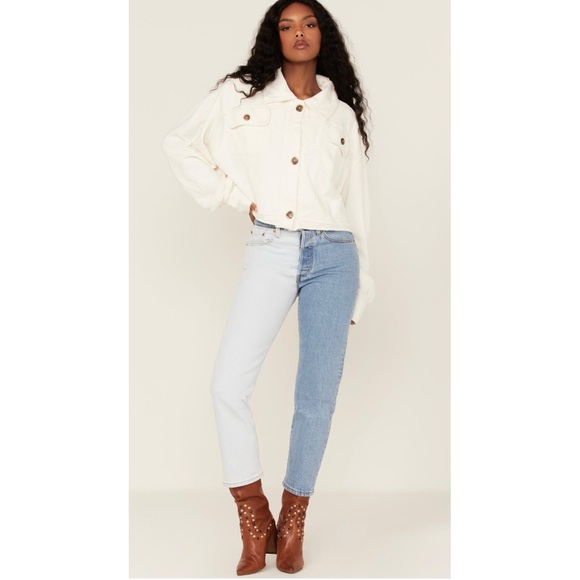 Free People Women's Saturday Cropped Shacket Large Button Up Sweater - Picture 2 of 4